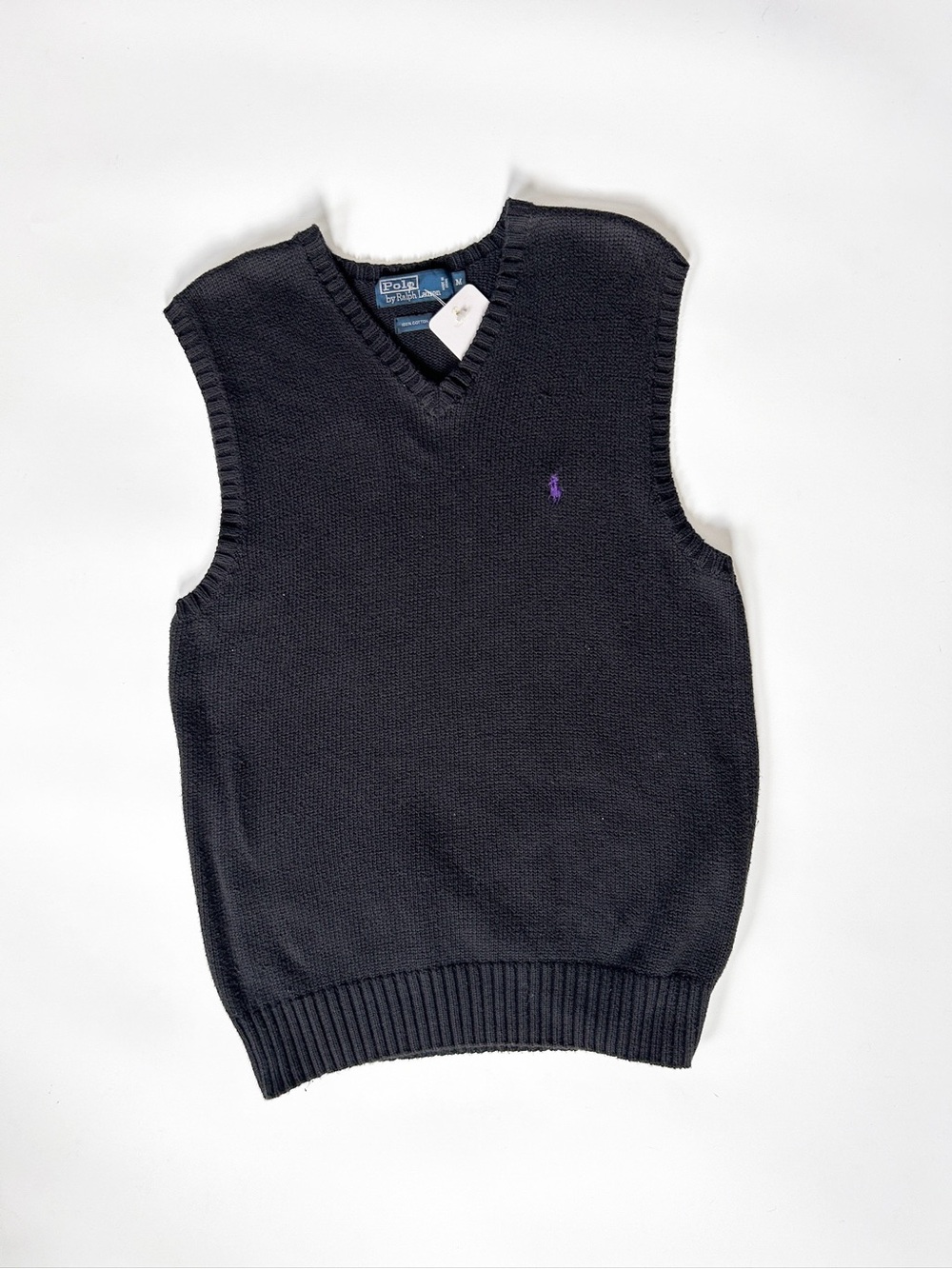 Polo by Ralph Lauren Black V-Neck Knit Sweater Vest - Men’s Medium